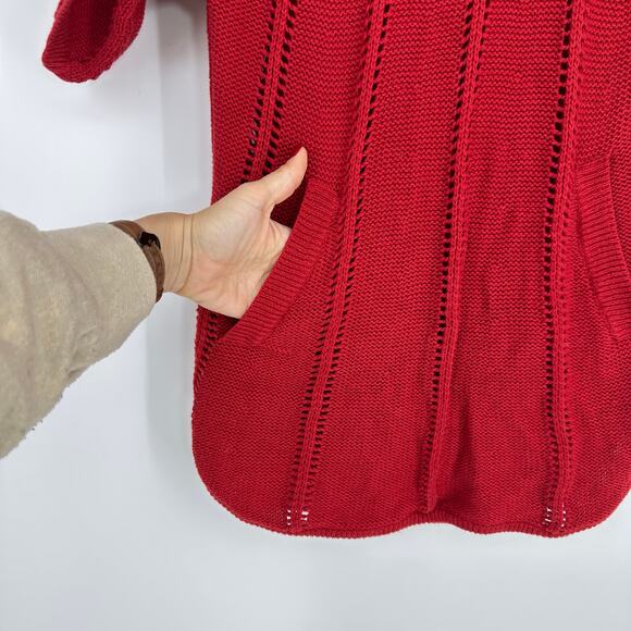 Vintage Y2K BCBGmaxazria Womens M Short Sleeve Sweater Red Cowl Neck Academia - Picture 6 of 9